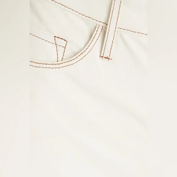 NWT Frame Lamb Leather Le Super‎ High Straight Pants in Bone l Size 24 - Picture 2 of 7